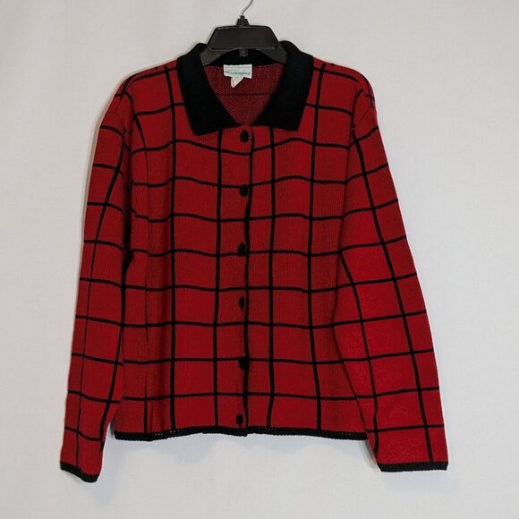 WILLOW RIDGE Red/Black Long Sleeve Button Short Sweater Cardigan; Size XL - Picture 1 of 4